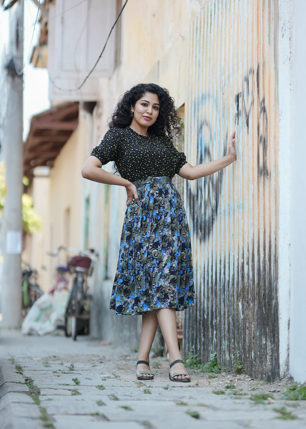Starry night pleats dress**