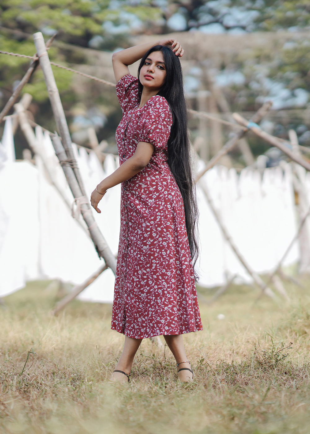 Burgundy Sheath Dress**