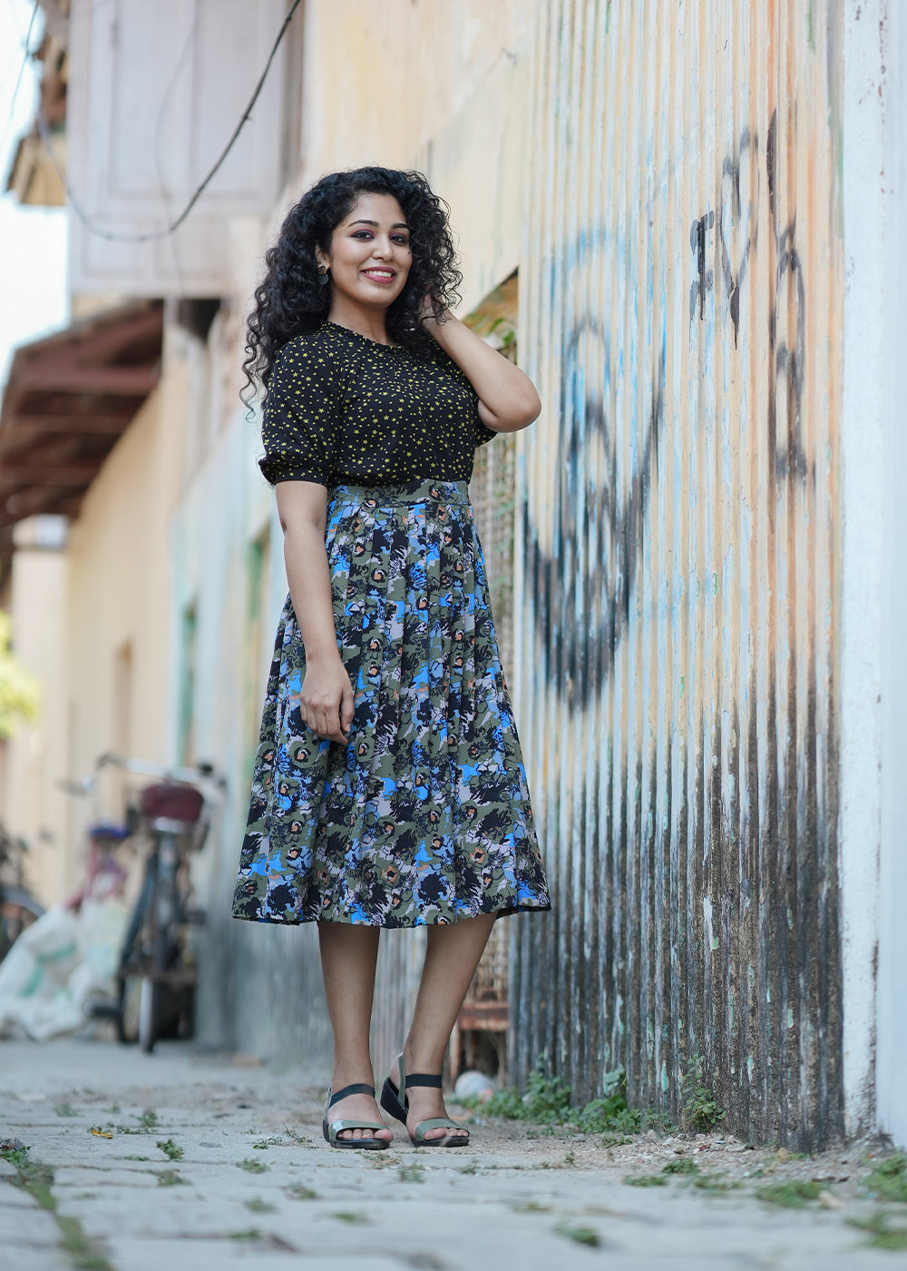 Starry night pleats dress**