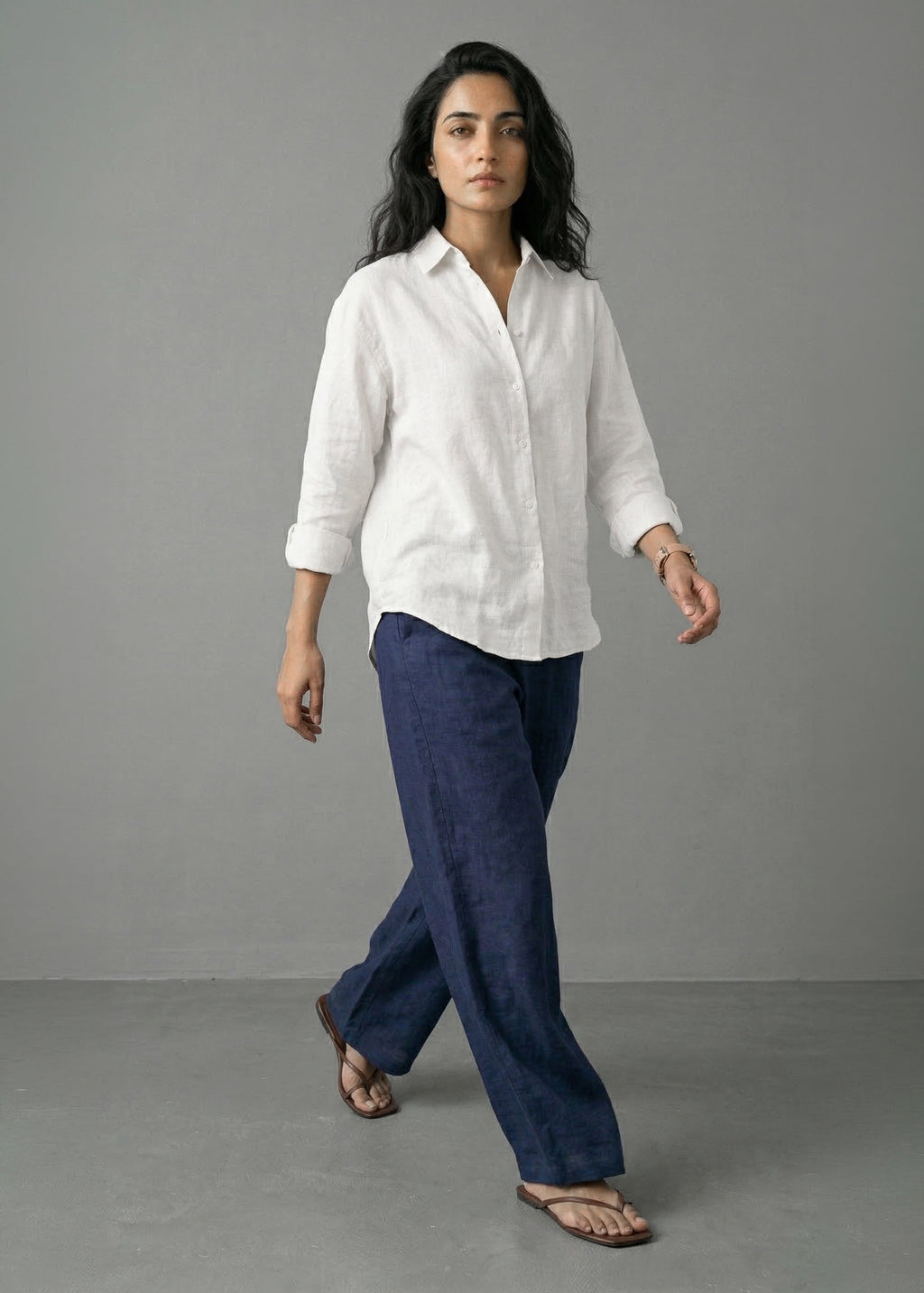 Navy Ivory Linen Set