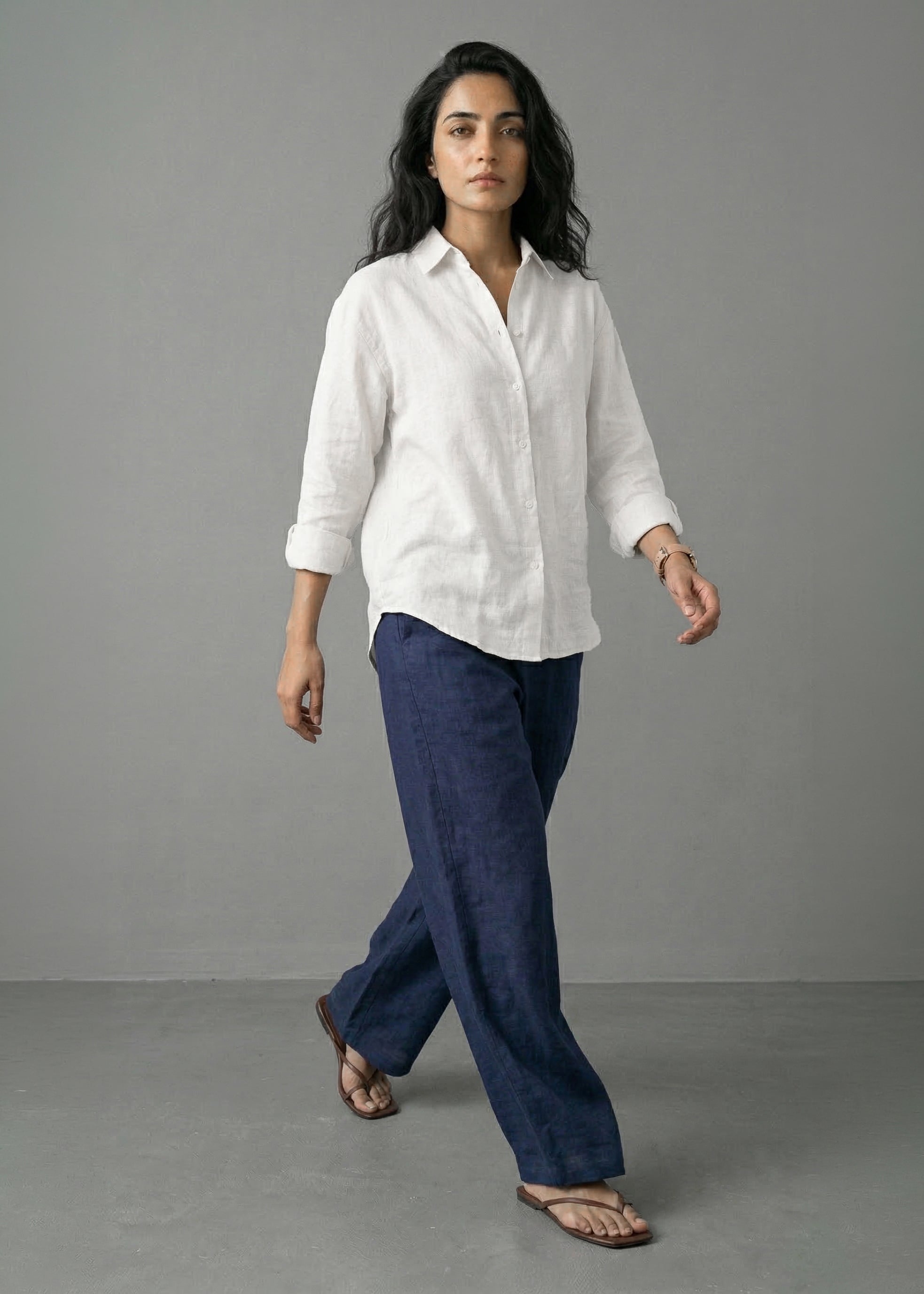 Navy Ivory Linen Set