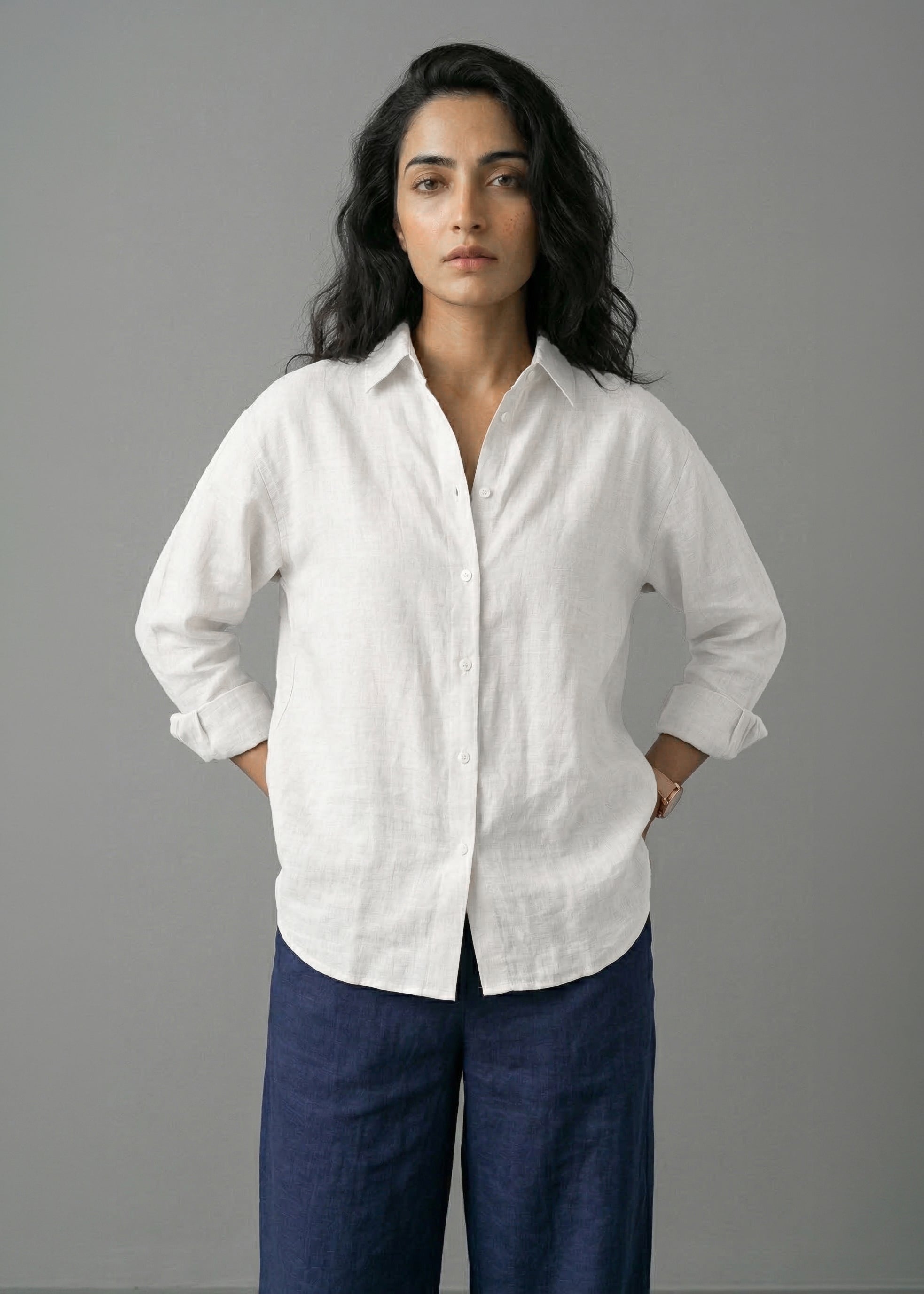 Navy Ivory Linen Set