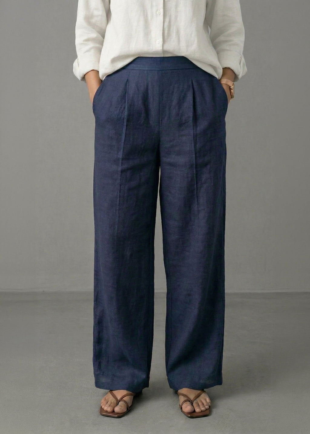 Navy Ivory Linen Set